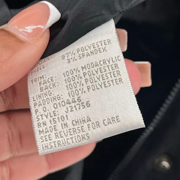 Jones New York Black Modacrylic Velvety Winter Coat XL Faux Fur Trim Full Zip - Picture 13 of 16